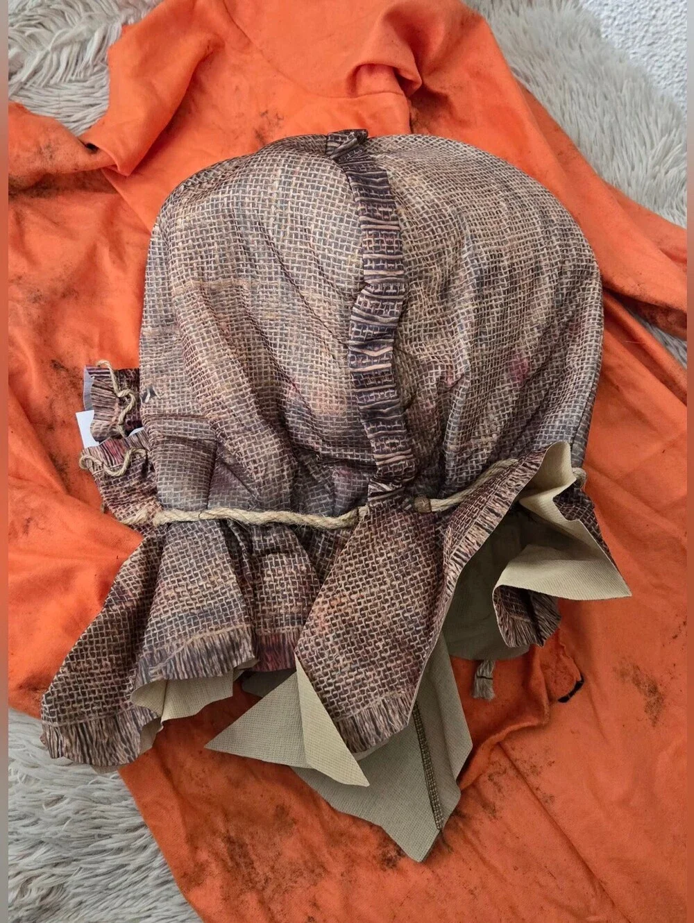 SAM. Orange Burlap-Head Scarecrow Kids Costume #1351